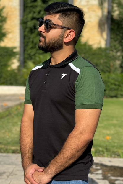 Black Green White Polo