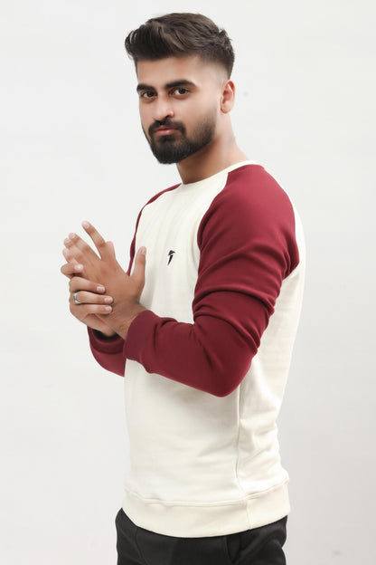 Raglan Off-White & Burgundy Sweatshirt