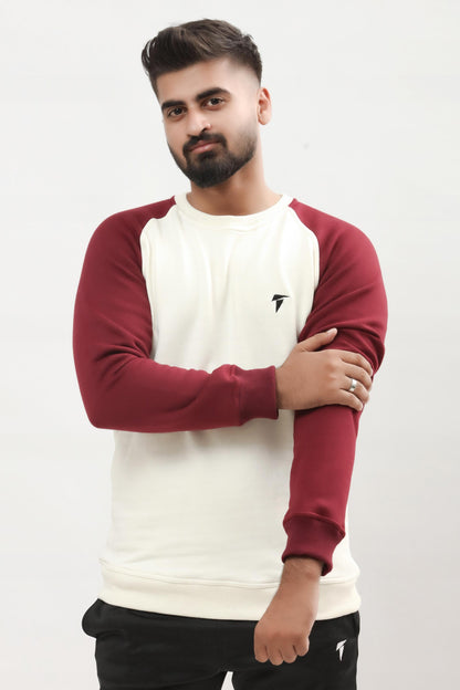 Raglan Off-White & Burgundy Sweatshirt